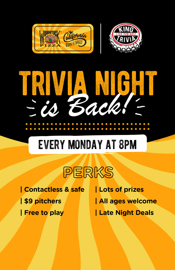 Trivia Night is back! Every Monday at 8pm