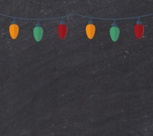 black background with red, yellow, green christmas lights