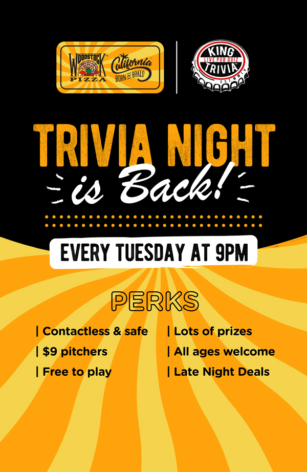 Trivia Night is back! Every Tuesday at 9pm